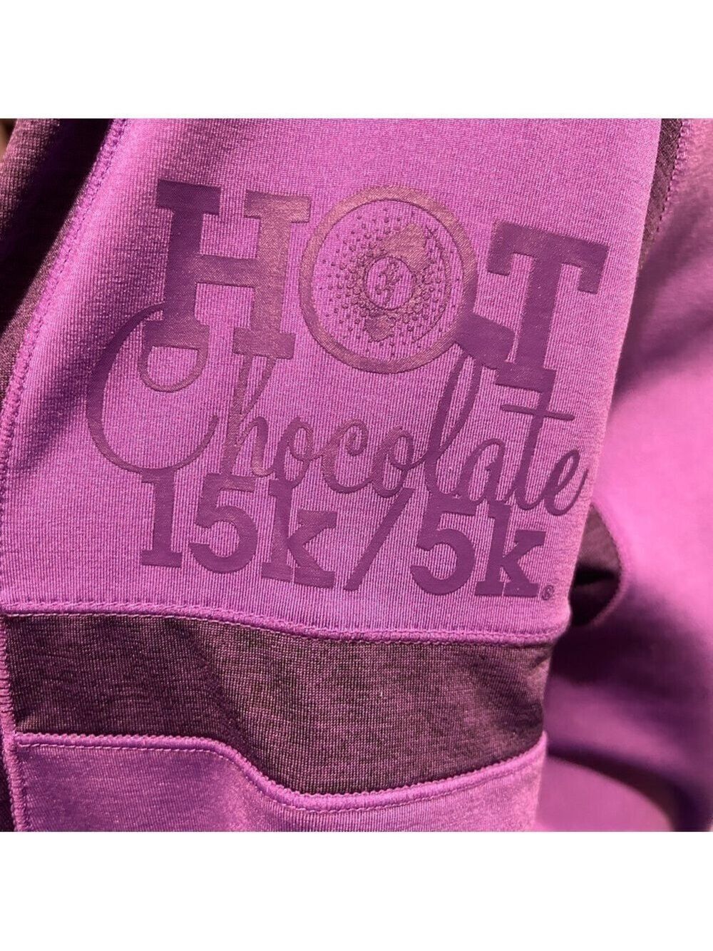 Running Man Purple 1/4 Zip Top Hot Chocolate 15K/5K Long Sleeve Top Size L VGC - Picture 6 of 8
